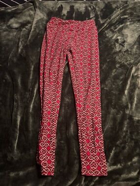 LuLaRoe Red and Pink Geometric Knot Leggings